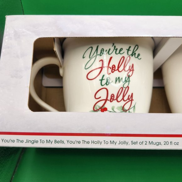 NIB Pfaltzgraff Winterberry Set Of 2 Mugs 20 oz  Porcelain White Green Red - Picture 6 of 6